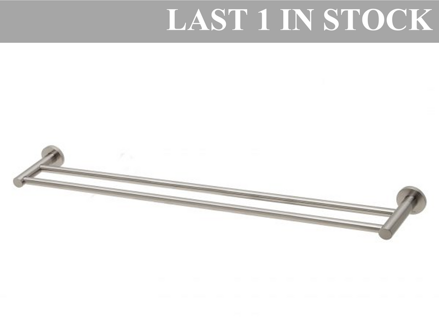 Radii Double Towel Rail 800mm Round Plate Brushed Nickel RA812 BN