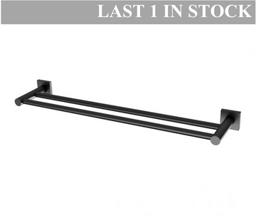 Radii Double Towel Rail 600mm Square Plate Matte Black RS813 MB