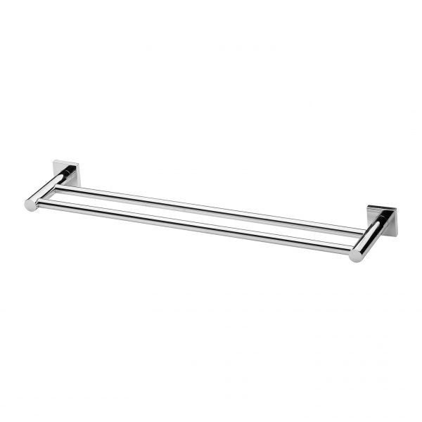 Radii Double Towel Rail 600mm Square Plate Chrome RS813 CHR