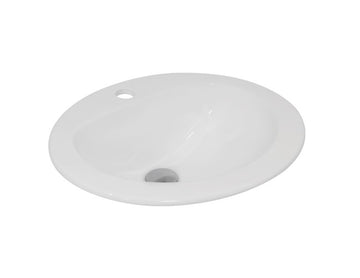 Azure Neu 510 Oval Drop In Basin 1 Tap Hole White D6051