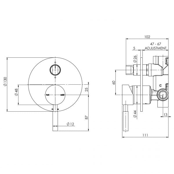 Vivid Shower / Bath Diverter Mixer Chrome V792 CHR