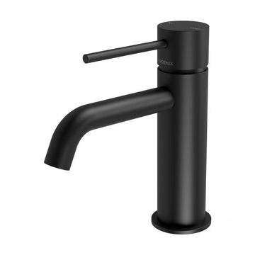Vivid Slimline Basin Mixer Curved Outlet Matte Black VS7701-10